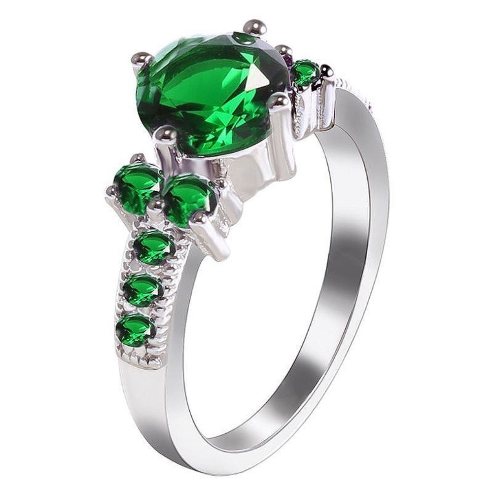 *GRACEN*  Silver x Green Zircon Ring Size 8